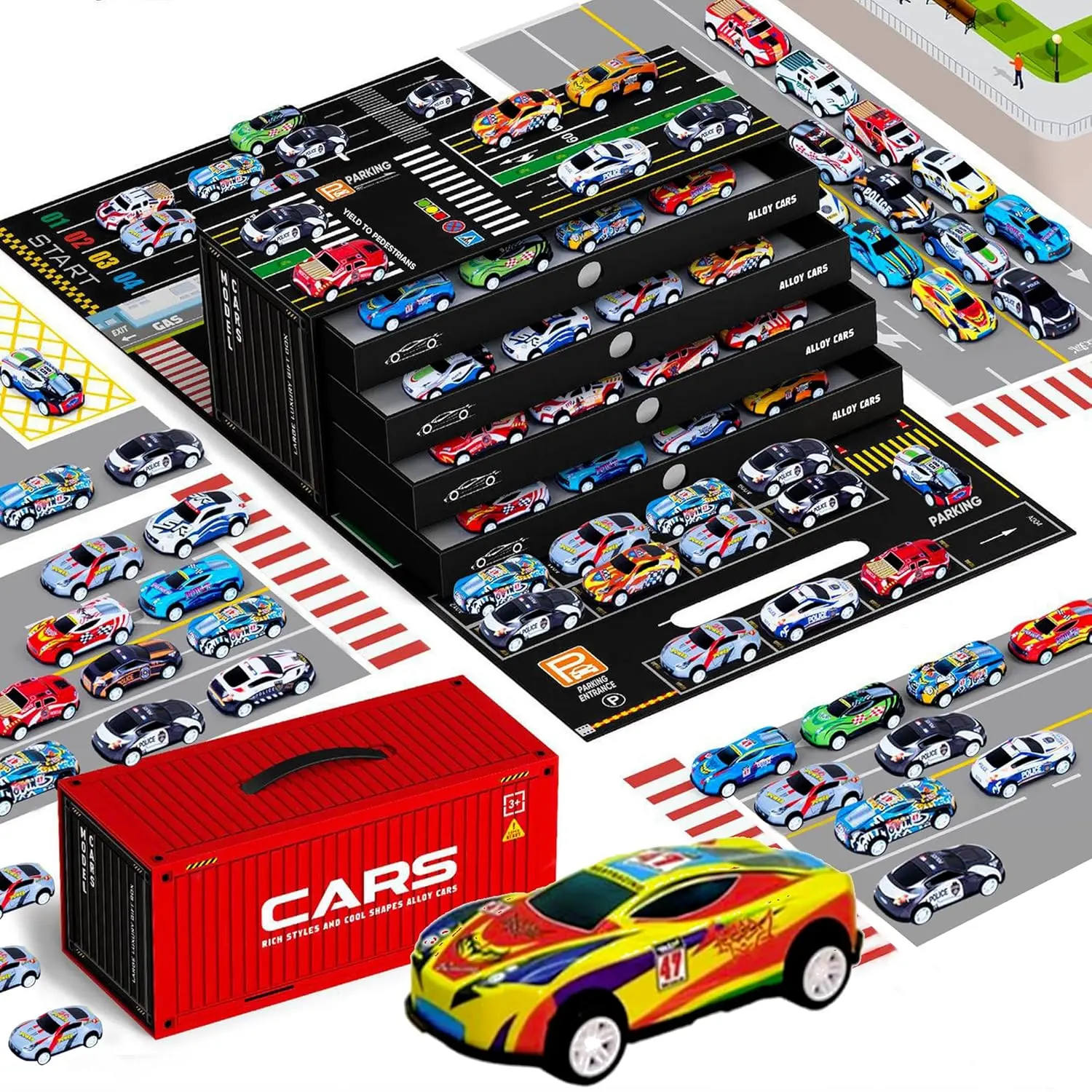 48pcs of Pull-back Toy Cars | Mini Racing Toys with Track Gift Cartons compatible with Birthay Gifts | Kids Toy |  Cars for Kids