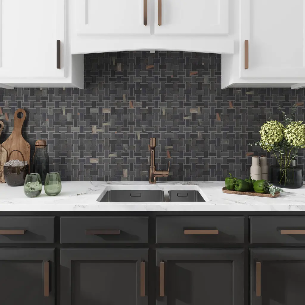 Black 12x12 Matte Basketweave Porcelain Mosaic Tile (10 Cases, 48.40 sq ft/Pallet)