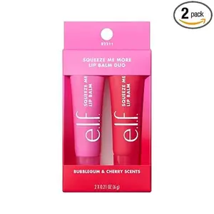 e.l.f. Squeeze Me More Lip Balm Duo, Moisturizing Balm For A Sheer Tint Of Color, Made With Hyaluronic Acid, Vegan & Cruelty-Free, Cherry & Bubblegum