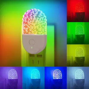 2PCS Night Light for Kids Bubble Night Light Plug into Wall LED Wall Lamp RGB LED Nightlight Plug Into Dusk to Dawn Sensor Bedside Lamp for for Living Room Bedroom