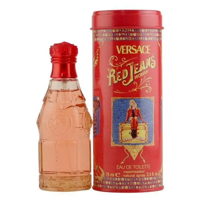 VERSACE Red Jeans Eau de Toilette for Women, Sweet Floral Scent with Peach, Apricot & Vanilla Notes, 2.5 oz Spray, Beauty Perfume, Floral Scented Perfume, Women's Fragrance, Eau De Toilette Spray Women's Fragrance