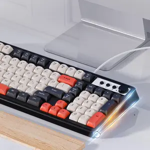 EWEADN G98 Wired Gaming Keyboard, USB Wired Keyboard with Rainbow Backlit, 98 Keys, Portable Design, Multimedia Knob & 3-color Ball Keycaps