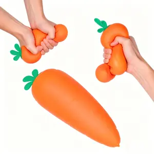 3PCS Toymendous Soft and Cute Carrot - 5-inch stress-relieving toy suitable for children, teens, and adults - made of non-toxic materials - squeezeable, stretchable, and twistable - perfect for sensory play and outdoor activities.