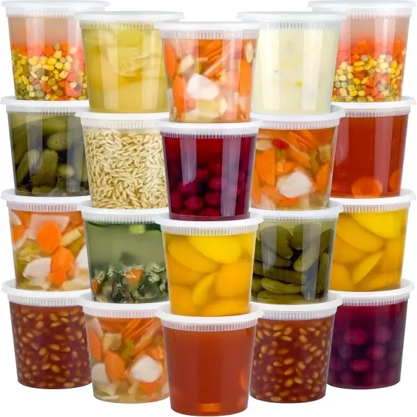 60 Sets (120-Piece) Deli Containers with Lids 8-32 oz, Leak-Proof & BPA Free Airtight Takeout Plastic Food Storage Containers for Soup, Freezer/Microwave/Dishwasher Safe
