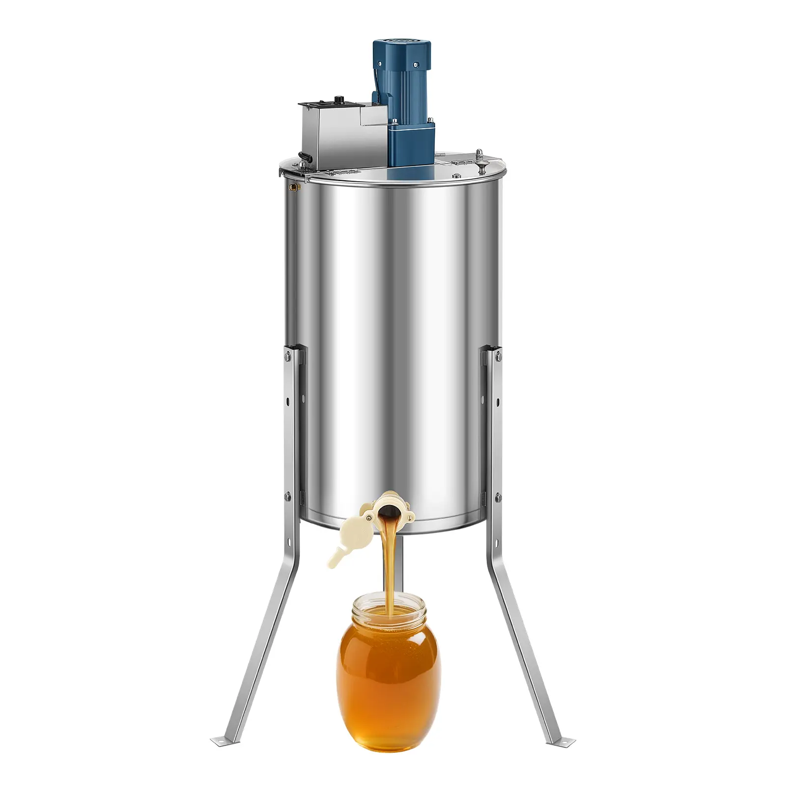 【Summerfinds】VEVOR 3-Frame & Space-Saving Electric Honey Extractor, 26-33.8 in Height Adjustable, 140W Stainless Steel Drum Spinner with Transparent Lid, Speed Control, Medium Frames Beekeeping Equipment, Outdoor, Adjustable Height