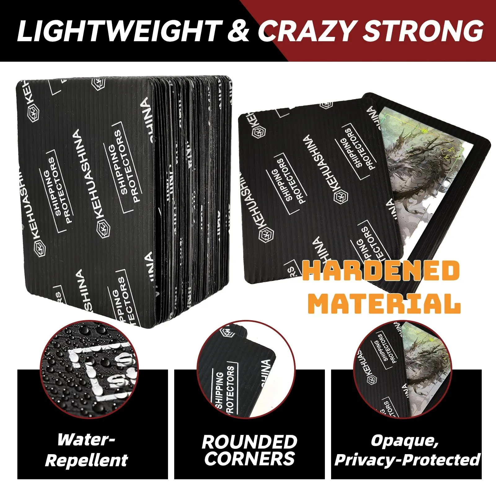 Trading Card Shipping Protector Board - 3.5x4.5Inch Black Card Shipping Supplies With Round Corners, Lightweight & Reusable For Raw Cards, Sleeved Card, Toploaders, Semi-Rigids, Plastic Inserts Mailers For Sports Star TCG Games Cards