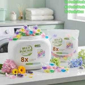 SCENTED, New Formula 7-IN-1 Floral Laundry Detergent Pods | 10g Concentrated Capsules, 8X Cleaning Power, 72H Fresh Scent, Odor Eliminator, Stain Removal, Fabric Softener | Family & Travel Packs (10/40/70 Counts)