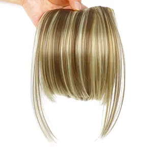 Fringe Bangs Synthetic Hair Extensions Clip in Bangs 6" Short Straight Hairpiece Front Neat Bang Two Side Blonde