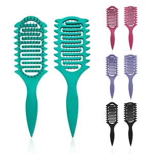 Curl brush for curly hair wet, Hair Curling Comb Wet and Dry molded edge Black wavy thermal brush curl defining brush dandruff remover comb thermal round brush Curl Defining Nylon Bristle Brush