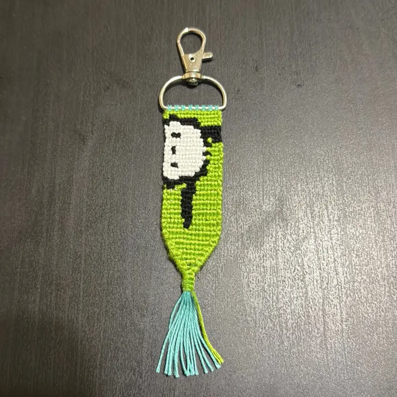 Sanrio Pochacco Keychain - Green & Blue Colorful Character Key Ring with Tassel