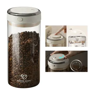 Stackbear Coffee Canister with Premium Glass - Airtight Coffee Container with One-Way CO2 Valve and Freshness Tracker, Perfect for Coffee Bean Storage,57oz Large Capacity, Flour, Cereal, Sugar