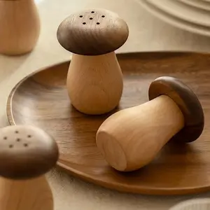 Wooden Toothpick Holder, 1 Count Mushroom Shaped Toothpick Box, Kitchen Supplies, Home Organizer for Living Room & Bedroom & Kitchen, Bottles