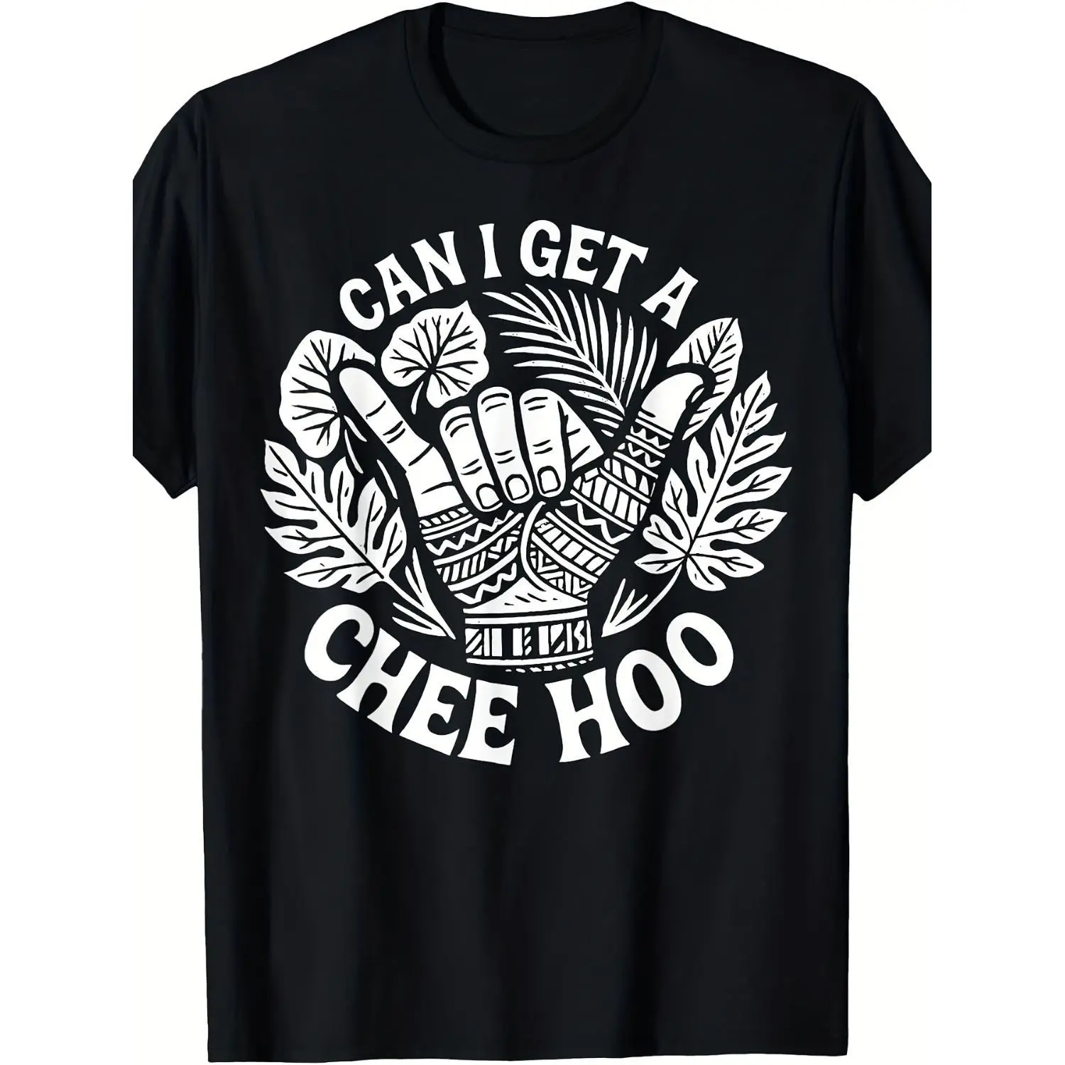 Men'S & Women'S Pacific Islander Chee Hoo Graphic T-Shirt -Heavyweight Pure Retro Polynesian Design with Hawaiian Tribal Print, Maori Tattoo Art & "Can I Get a Chee Hoo" Slogan - Unisex Casual Summer & Casual Attire for Beach, Festivals