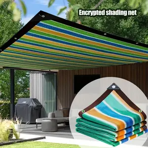 [Colorful Striped Sun Shade Net] 1pc High-Density Breathable Colorful Striped Sun Shade Net - Durable Plastic Shaded Canopy Outdoor Shading Fabric for Patio, Picnic, Carport, Garden, Balcony, and Corridor Cooling Canopy Sunshade Canopy