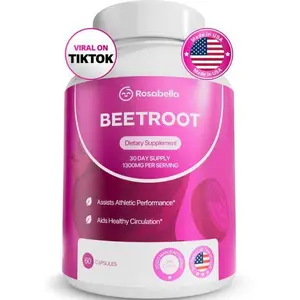 Rosabella Organic Beetroot Capsules 1300mg for Blood Flow & Heart Health Dietary Supplement Edible Fitness Vitamin Optimum