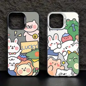 Cute Beast Gathering Funny Painting Couples Phone Case A200 for iPhone 16/15/14/13/12/11/Plus/Pro/Pro Max Series - Shockproof Case, Stylish Design