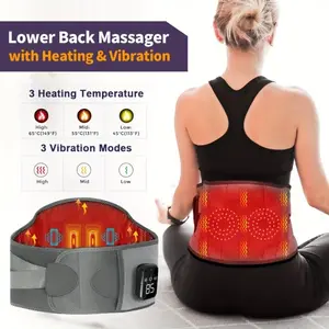 Back Heating Pad, Waist Massager, Heated Belt, 3-Level Adjustable Heat Vibration, Wireless Portable Massage Device