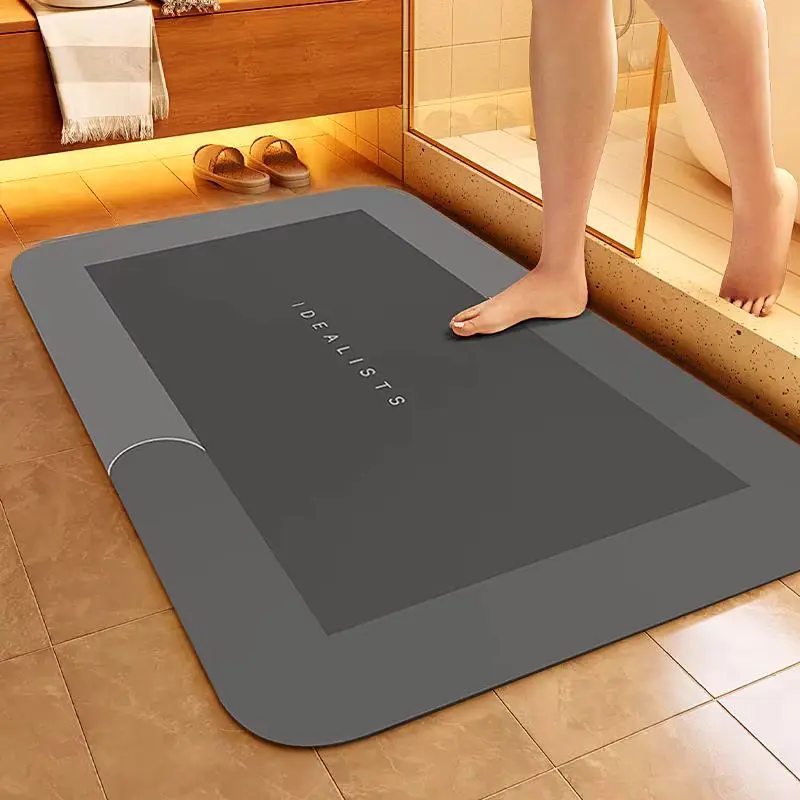 Bath Mat Super Absorbent Bathroom Rugs Non Slip Bathroom Mat Rug Washable Bathmat Bath Rug - Shower Rug Rubber Mats Kitchen Doormat for Bathtub and Floor Mat che  bathroom  floor  cover