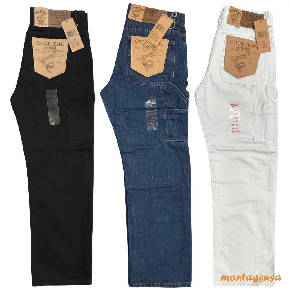 Oscar Men's Carpenter Jeans Regular Fit Straight Leg Cotton Denim Work Pants