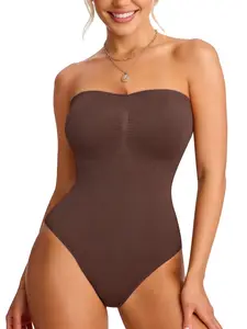 Women's High Stretch Push-up And Lift Bodysuit - Non-slip Strapless, High Stretch Breathable Fabric, Waist and Belly One-piece Sexy Shapewear, No Bra Shapewear, for All Seasons, Shape Curvy Figure, Suitable for Casual,Exercise,Daily Wear