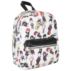 Naruto Shippuden Allover Chibi Character Faux Leather Mini Backpack Tote Bag 12"