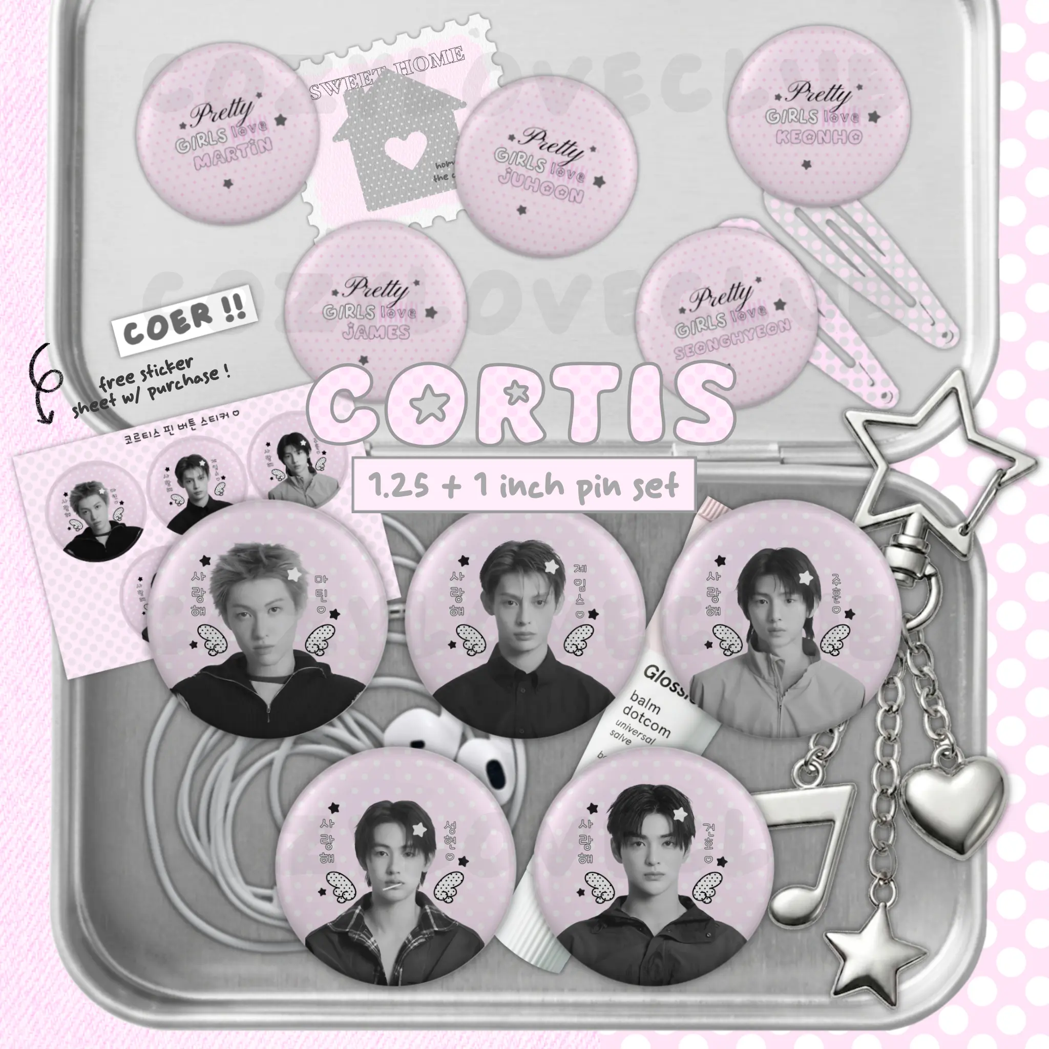 “COURTIS” Button Pin Set