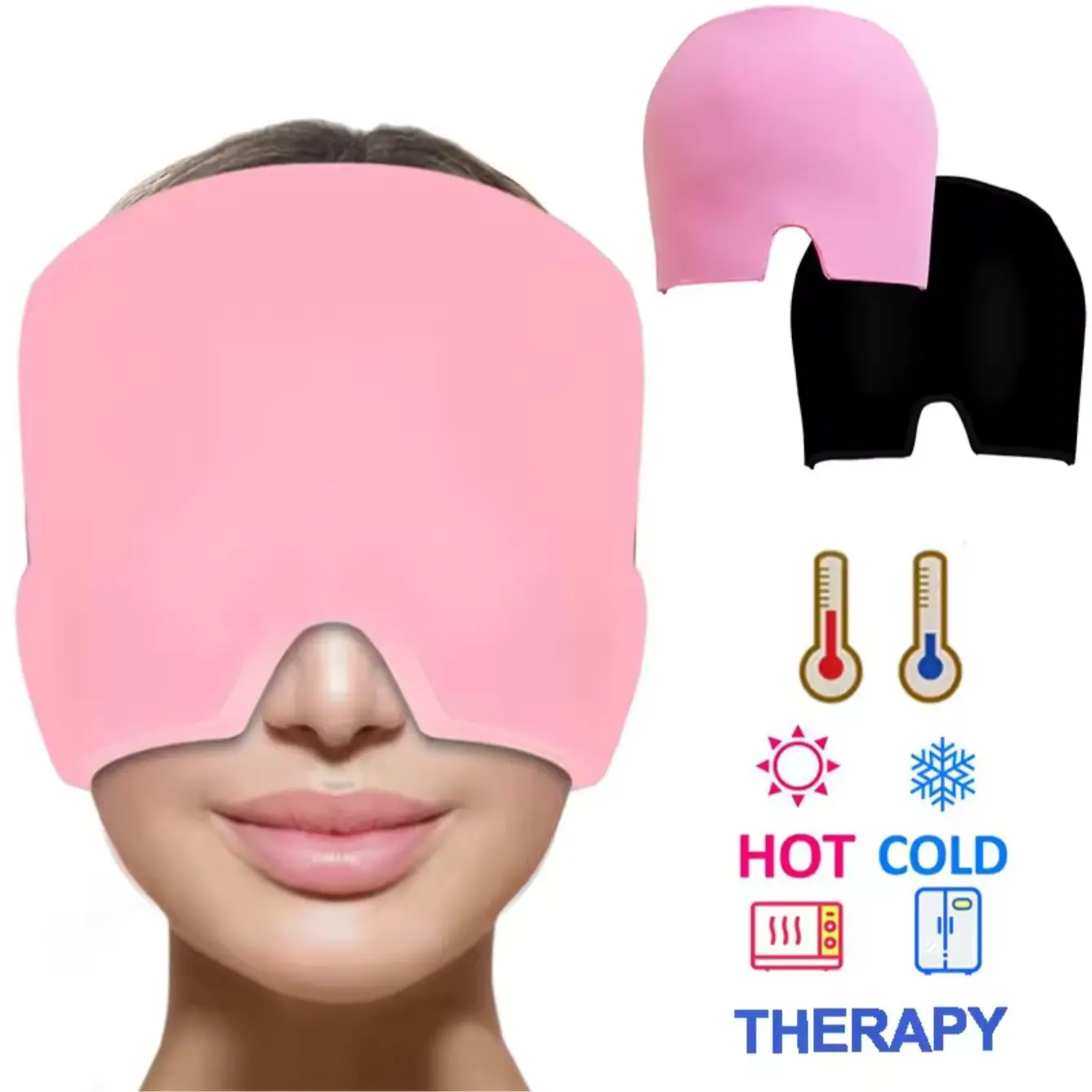 Gel Cold Compress Cooling Mask Head Cover, Reusable Gel Headband Suitable for Relieving Overheating of the Head, Relieving Fatigue and Providing Physical Cooling, Physiotherapy Cap, Sleeping Eye Mask, Stretchable Eye Mask, Sleep Aid Product