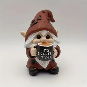Coffee Gnome Resin Figurine, Home Desktop Decor