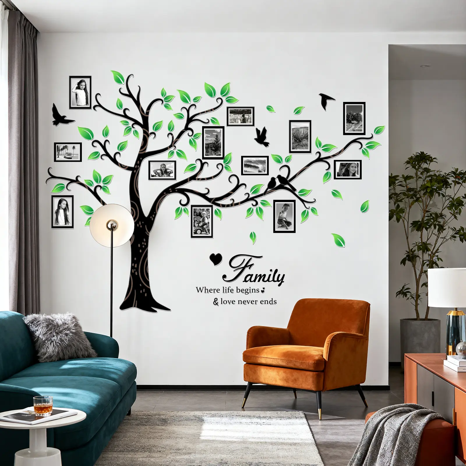 Set of 4 Pcs (30×90cm*4pcs) Black Plant & Big Tree Spring Summer Wall Stickers, Home Decor Decoration Sticker, Self-Adhesive Decor Stickers for Bedroom, Living Room, Dining Room & Bathroom