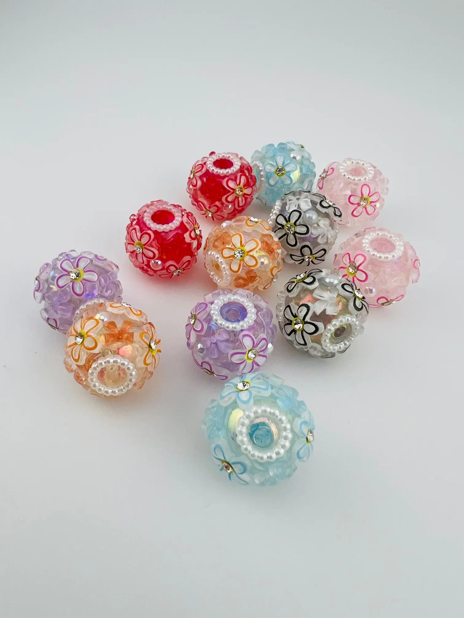 F13- Under The Sea Flower Sparkle 2pk Handcrafted 16mm Acrylic Beads for Jewelry Making & Accessories