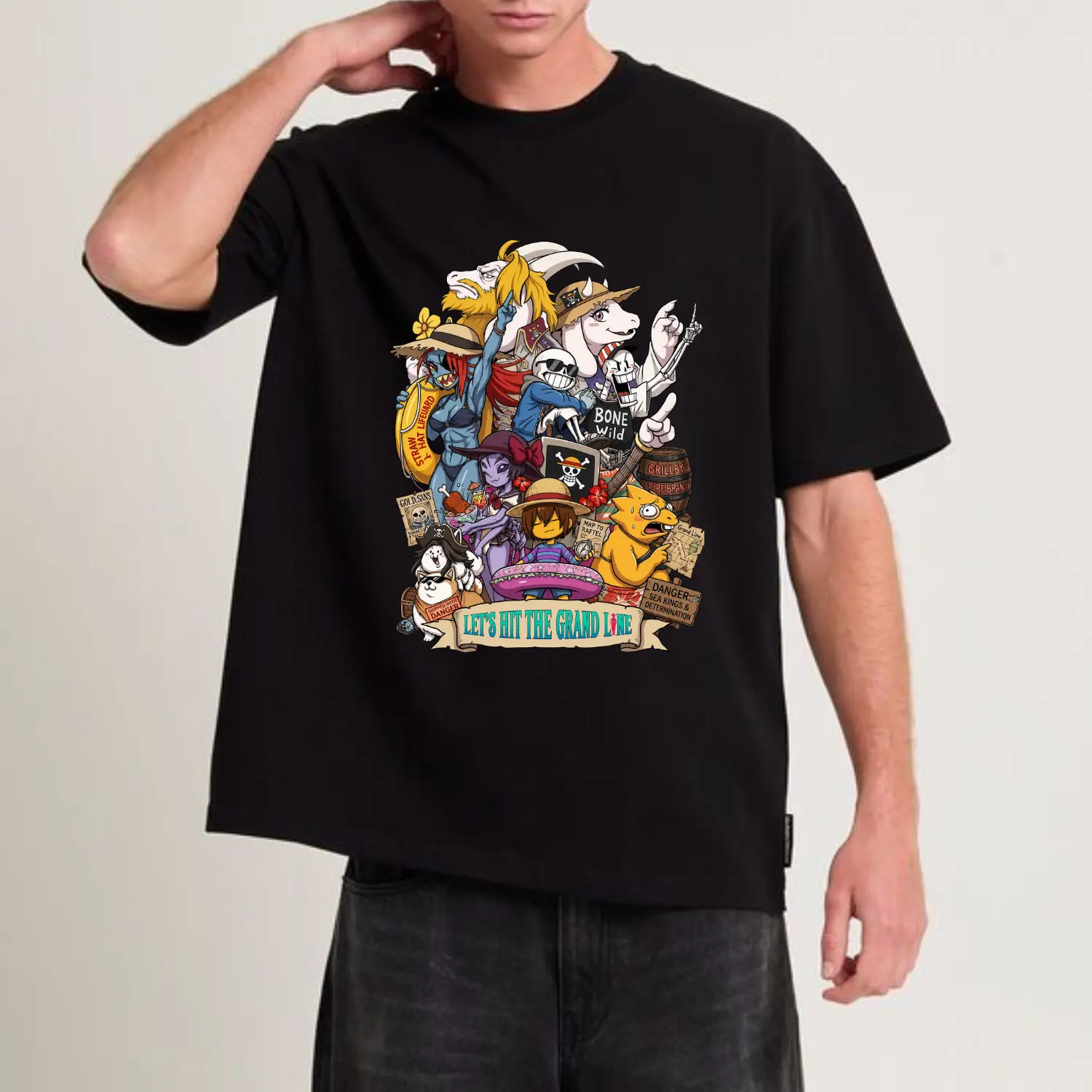Undertale Pirate Adventure TShirt, Anime Inspired RPG Voyage Sweatshirt, Skeleton Goat Sea Crew Hoodie, Funny Retro Gamer Streetwear, Fantasy Anime Crossover Tee