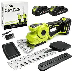 【FathersDayGift】SEESE Cordless 2-in-1 Grass Shear & Shrub Trimmer, Handheld Electric Hedge Trimmer, 2*21V Batteries,Lightweight for Lawn Hedge Garden Yard Maintenance fathersdaygift