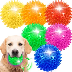 6 Pack 3.5" Light Up Squeaky Dog Balls, Spiky Dog Toy Balls for Puppy Small,Medium Dogs Visit the Ousiya Store