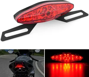 Nilight Motorcycle Tail Lights LED Brake Running Light with License Plate Bracket Dirt Bike Rear Lighting Compatible with Honda Yamaha Kawasaki Suzuki Chopper Turing Cruiser, Red