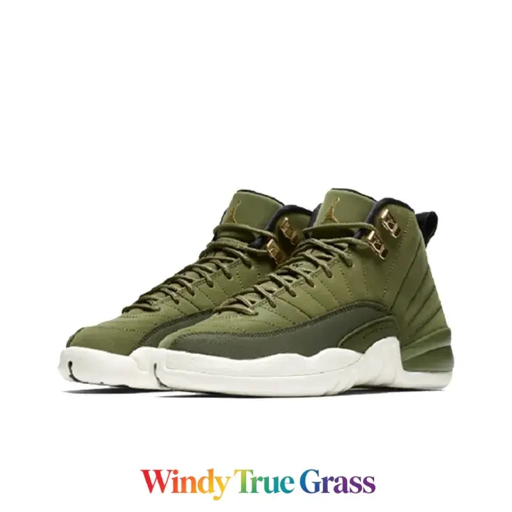 Textured Matte Suede Casual High-Top Sneakers - 2-Tone Olive Green With Cream White Accents, Metal Lock Lace System, Shock-Absorb Footbed, Durable Rubber Outsole, New Shoe Box - Street Fashion Collectible for Daily Commute