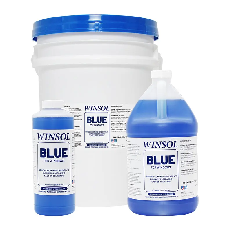 Winsol Blue Window Cleaning Concentrate - Powerful Formula for Frames Screens & More - Eco-Friendly & Residue-Free - 1 Gallon Activates 512 Gallons