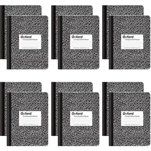 Composition Notebooks, College Ruled Paper, 9-3/4 x 7-1/2 Inches, Black Marble Covers, 100 Lined Sheets, 12 per Pack, Ideal School Supplies for School & College