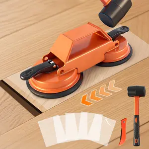 Floor Gap Fixer Tool Heavy Duty Double 45° Striking Surface Floor Gap Repair Tool Made of Iron & Enhanced Suction Cup with Slot Cutter, Hammer and 5pcs Sticky Pads for Fixer Laminate/Vinyl Flooring Tools