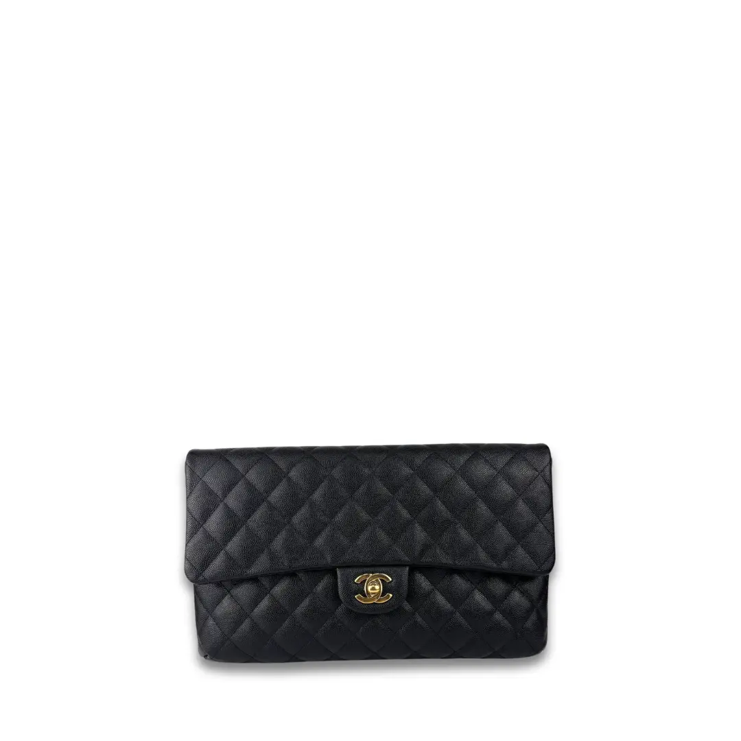 Pre-owned CHANEL Leather Shoulder Bags Black Caviar Classic Flap Clutch