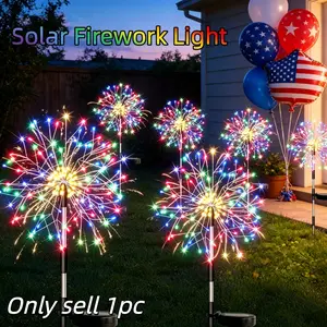 Solar Powered Fireworks Lights, 150leds Outdoor Starburst String Lights, Colorful Dandelion Garden Decorations, Outdoor Garden Lantern, Outdoor Pathway Lighting, Adjustable 8 Modes, Light Sensing, Suitable for Terraces, Backyards, Solar Pathway Lamp