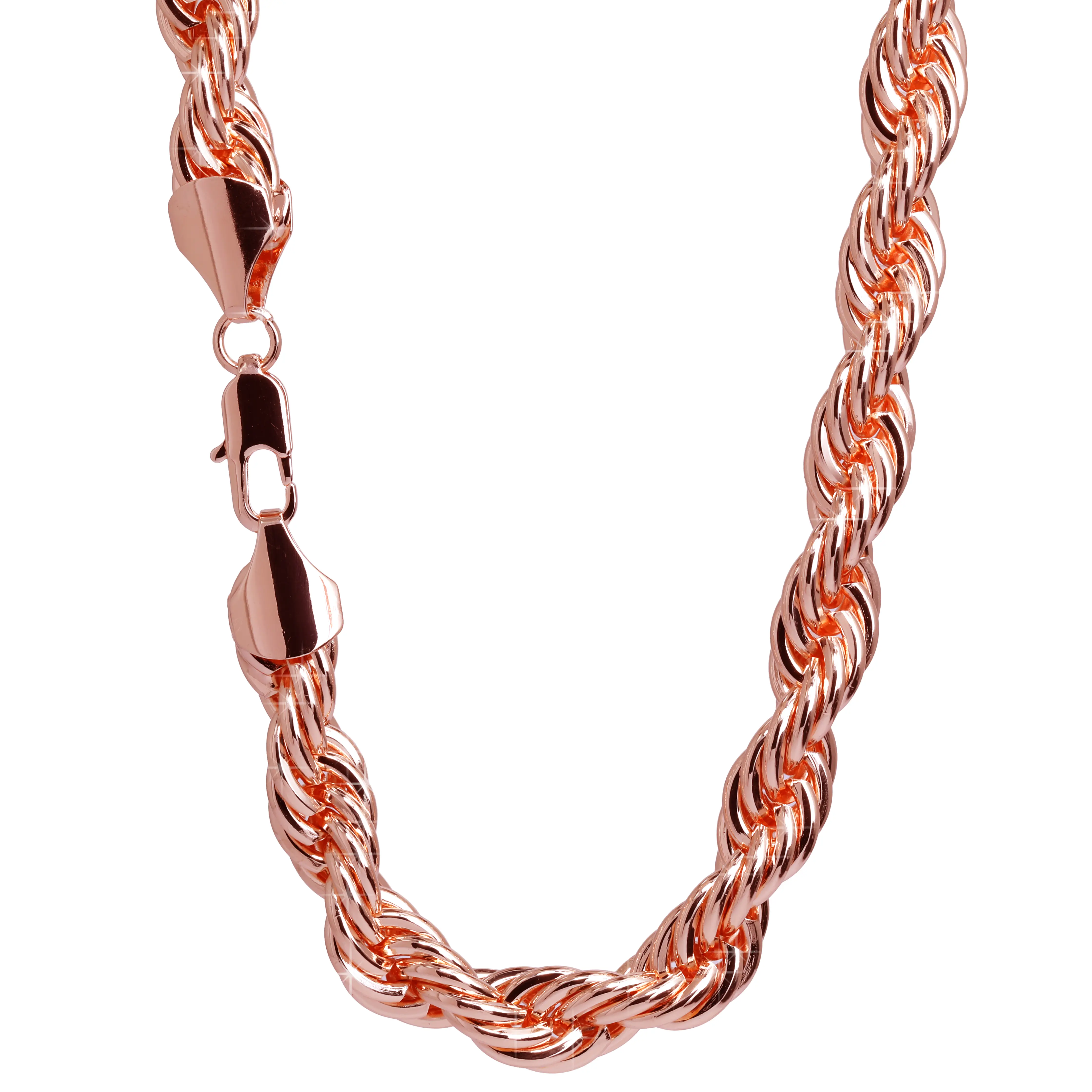 L2JK Rose Gold Rope Necklace - 10mm Thick Chunky 30in Heavy Gold Plated Chain & Link, Exquisite Chain Jewelry for Men & Women Fashion, Valentine's Day Accessory