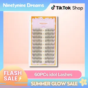 Ninetynine Dreams 60PCs idol Lashes | Natural K-Pop Style False Eyelash Clusters — Soft Lightweight Reusable Ultra-Thin Band Waterproof Long-Lasting 9-13mm C+ Curl Pre-Mapped Beginner Friendly Everyday Lashes For Natural Day-To-Day Makeup