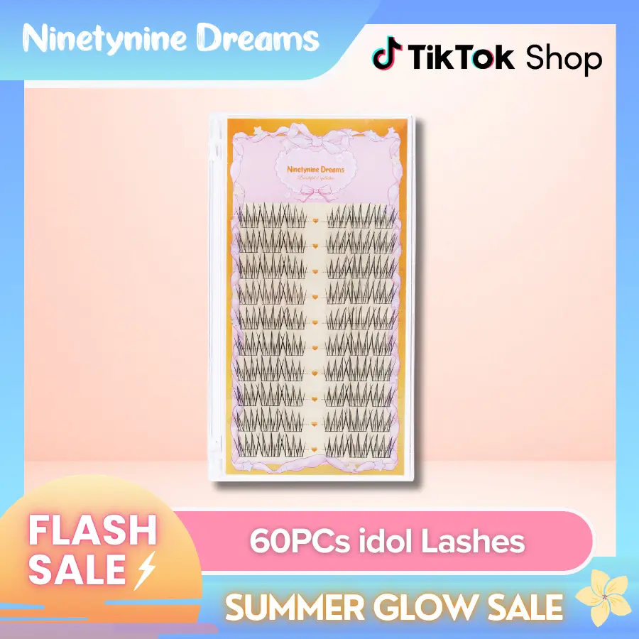 Ninetynine Dreams 60PCs idol Lashes | Natural K-Pop Style False Eyelash Clusters — Soft Lightweight Reusable Ultra-Thin Band Waterproof Long-Lasting 9-13mm C+ Curl Pre-Mapped Beginner Friendly Everyday Lashes For Natural Day-To-Day Makeup