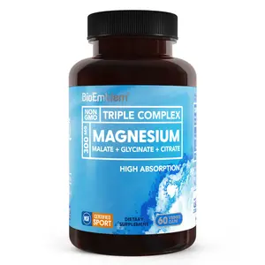 BioEmblem Magnesium Complex - 300mg Elemental Magnesium - 3-in-1 Citrate, Malate, Glycinate - NSF Certified for Sport - Muscle & Nerve Relaxation Support - 60 Capsules