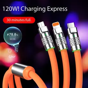 120W 6A FAST CHARGE Multi Charging Cable 4FT , 3 in 1 Multiple Charger Cable, Short Universal Charging Cable with 3 Different Port IP/Type-C/Micro Compatible with iPad/Phone 15 14/Samsung/Google//Sony PS5/Kindle/Camera