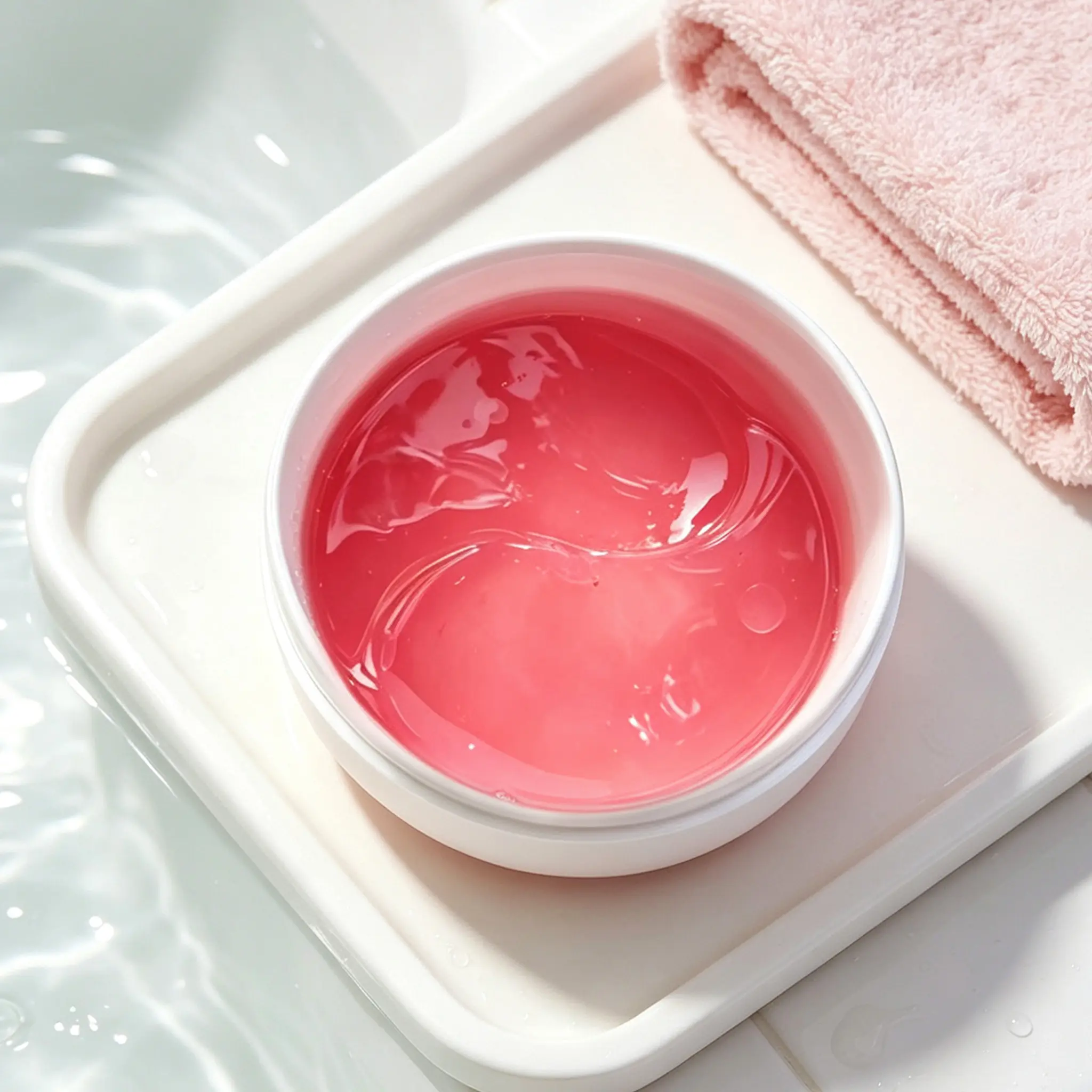 60 Count Korean Pink PDRN Collagen Hydrogel Under Eye Patches, Hydrating Korean Skincare Gel Eye Masks