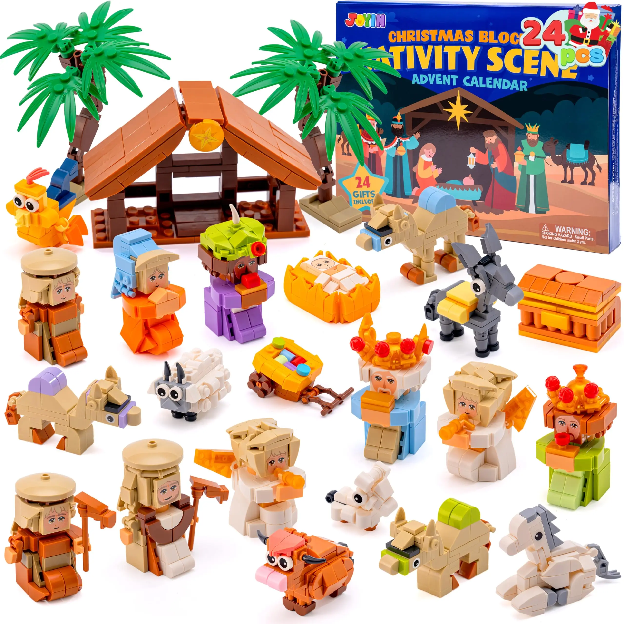 2026 Christmas Advent Calendar Building Blocks, 24 Days Christmas Themed Nativity Building Blocks, Xmas Party Favor Supplies for Boys Girls, Kids Xmas Fun Gifts, Countdown Calendar