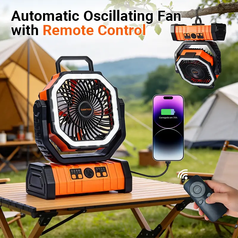 Rechargeable Camping Fan with LED Light, Portable Multi-Function Fan with 360° Swivel Hook, Oscillating & Cordless Emergency Fan, Battery Powered, Lightweight, Rotating Head  #DealsForYouDays