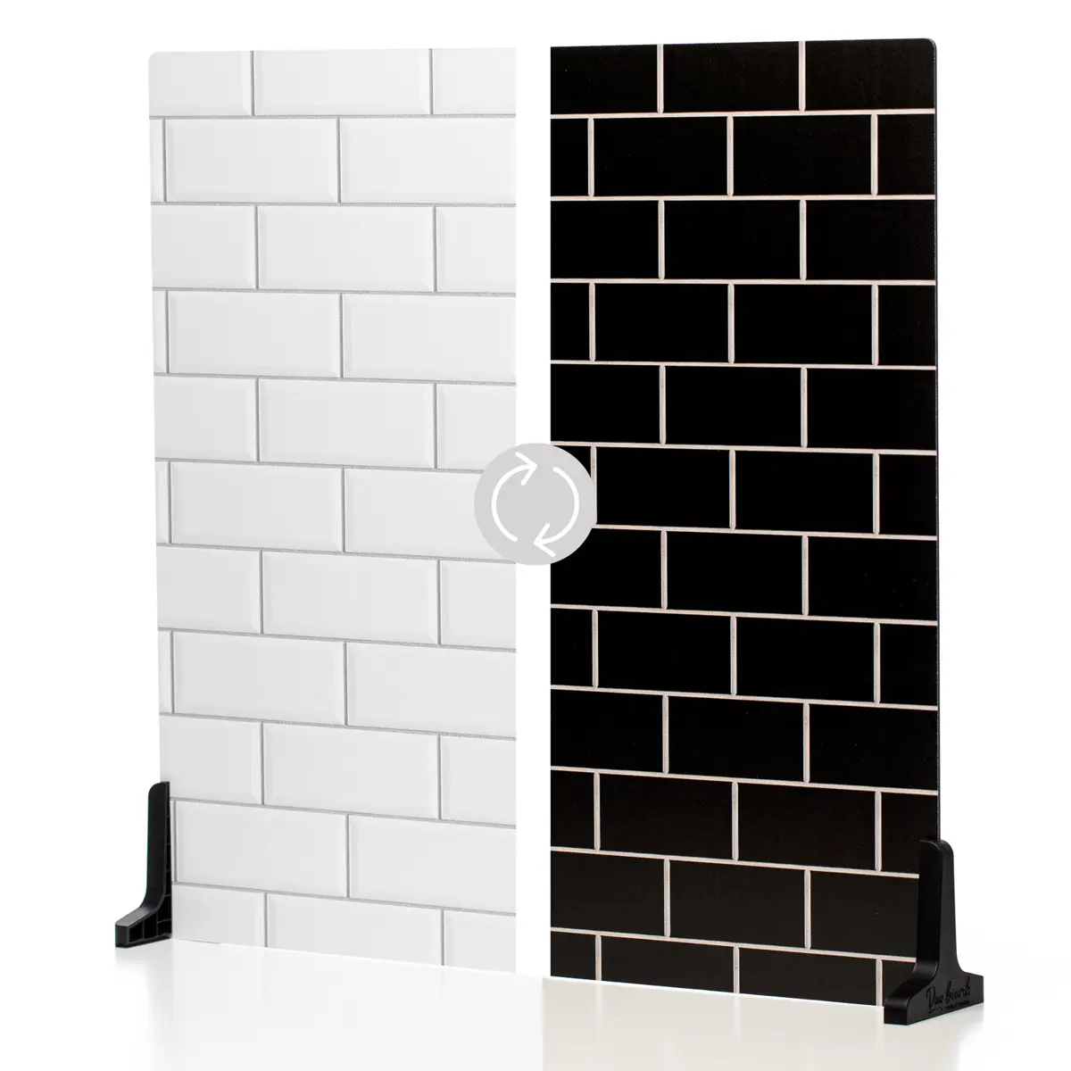 V-FLAT WORLD Duo Board Backdrop - 24x24in Double-Sided Printed Board with Legs, White/Ebony Subway Tile, 1000 DPI, for Photographers (Camera Accessories), New, Set Of Two