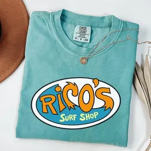 [Sale Up To 50%] Comfort Colors® Rico's Surf Shop Logo, Magic Kingdom Gift, Family Vacation Shirt, Retro 90s Style, Graphic Streetwear T-shirt